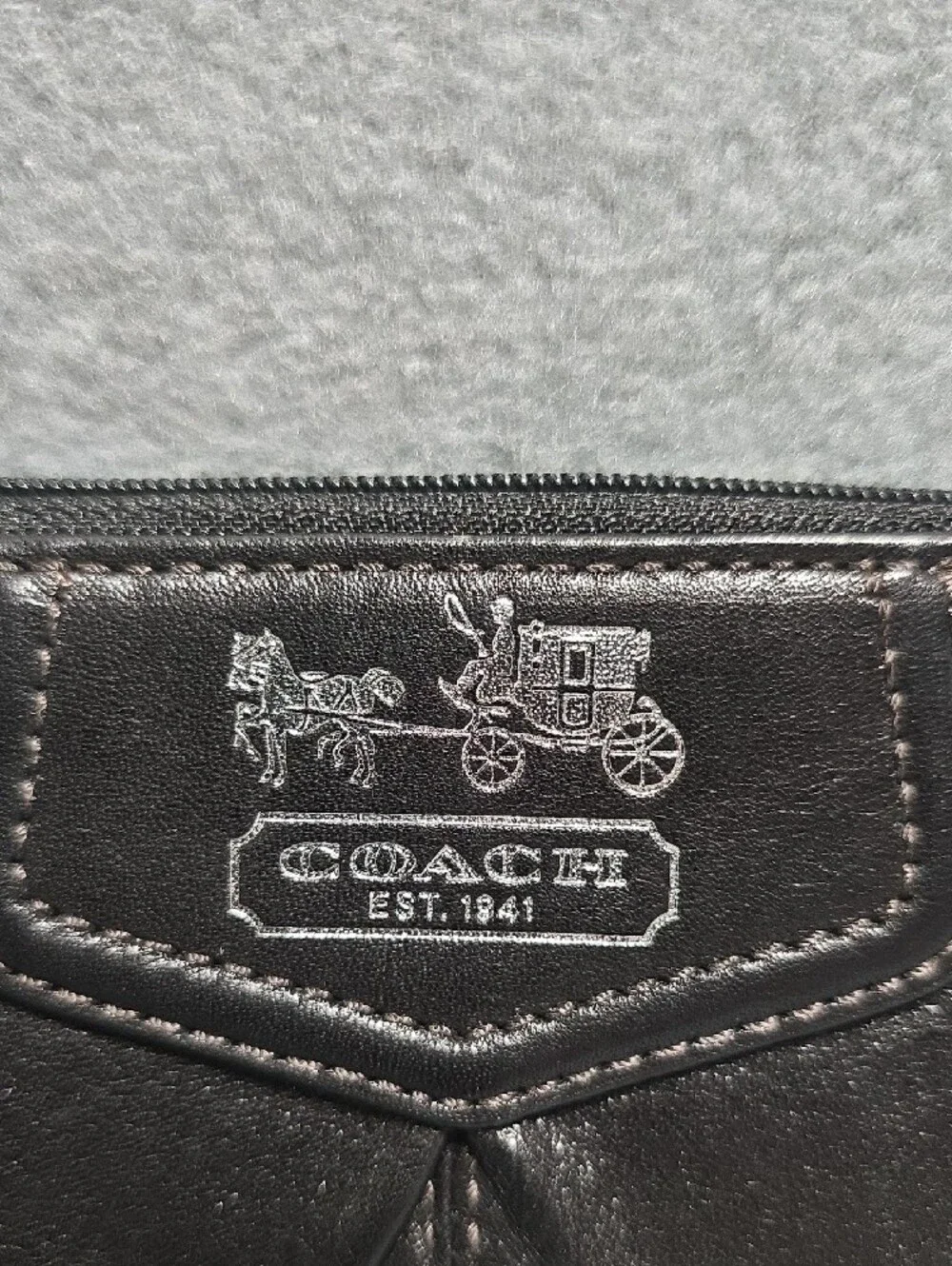 Coach Black Leather Zip Card Holder with Key Ring